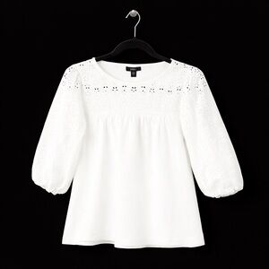 J. Crew White Eyelet Tunic Top